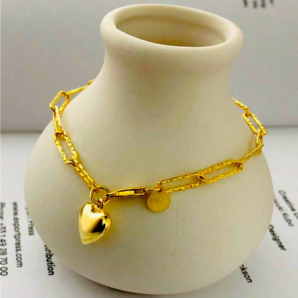 925 Sterling Silver Fashionable Heart Charm Bracelet